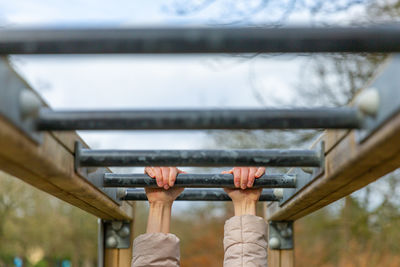 Struggling girl exercising 