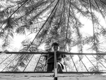 Low angle view of child in playground