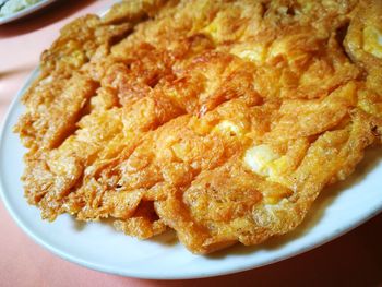 High angle view of breakfast served on table