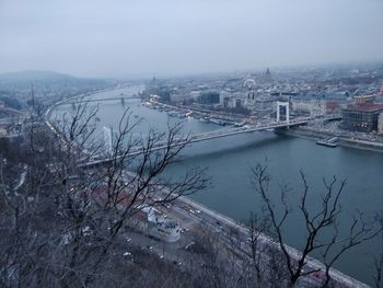 High angle view of bridge over river in city
