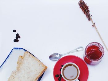 Directly above shot of breakfast on table