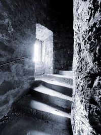 Low angle view of staircase in old building