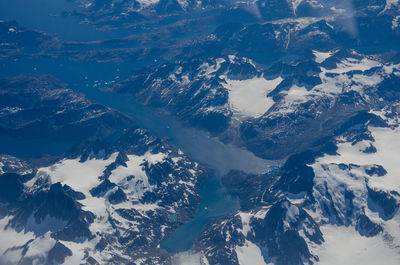 Aerial view of snowcapped mountains