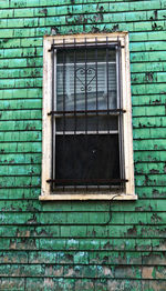 Low angle view of window on building