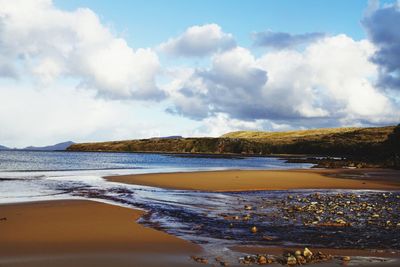 Scenic view of beach against sky