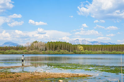 Scenic view of lake against sky