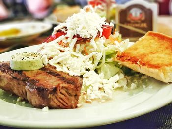 Close-up of meat served in plate