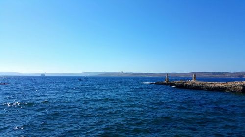 Scenic view of sea against clear sky