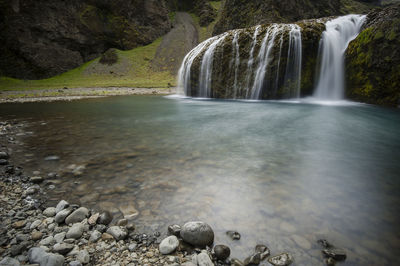 Scenic view of waterfall