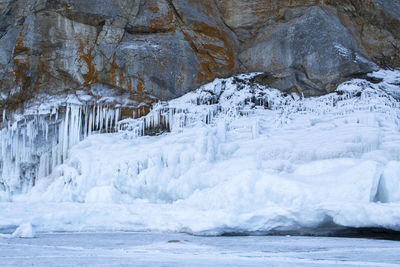 Scenic view of frozen sea during winter