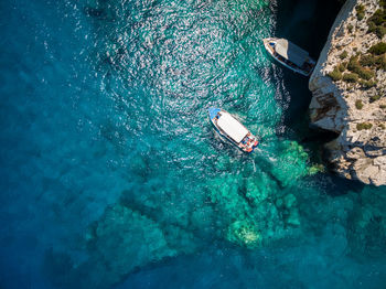 High angle view of swimming pool in sea