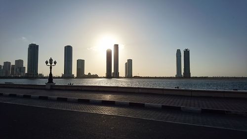 View of city at night