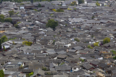 High angle view of buildings in city