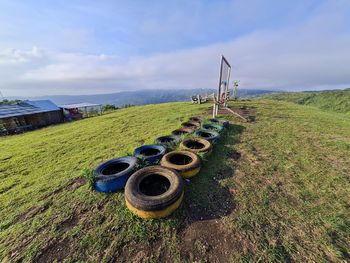 Scenic view of field against sky