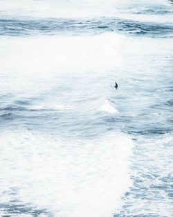 High angle view of waves in sea