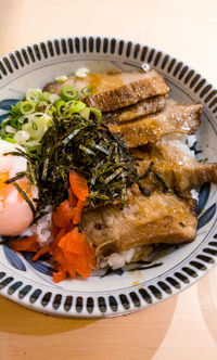 High angle view of meal served in plate