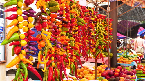 Various fruits for sale at market stall