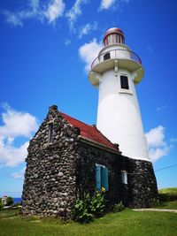 Low angle view of lighthouse against sky