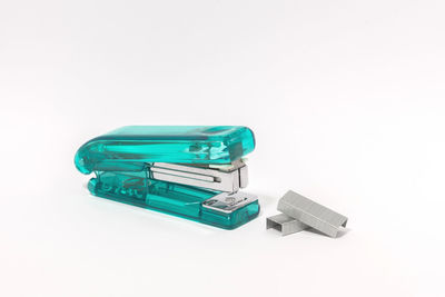 Close-up of computer keyboard against white background