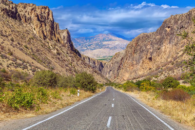 Road in the gorge of amaghu river, armenia