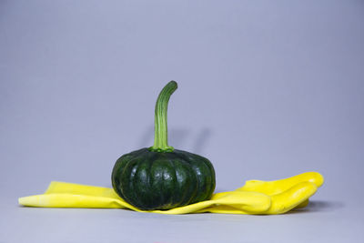 Close-up of lemon against white background