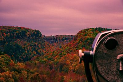 Scenic view of mountain against sky during sunset