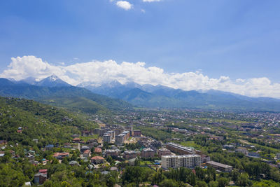 High angle view of townscape against sky