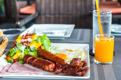 Food served on table