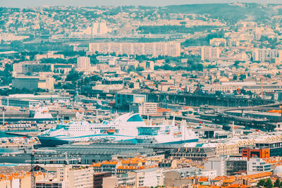 High angle view of cityscape