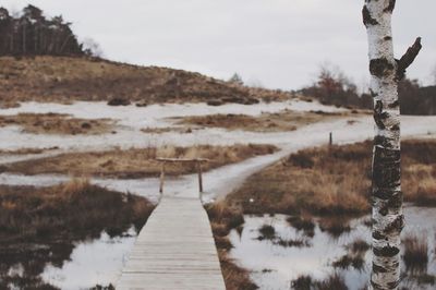 Wooden pier on lake