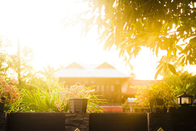 View of swimming pool at beach during sunset