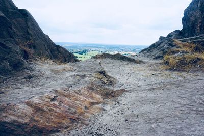 Scenic view of rocky mountains against sky