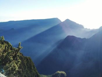 Scenic view of mountains against clear sky