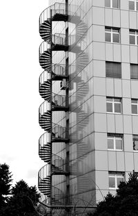 Low angle view of modern building against clear sky