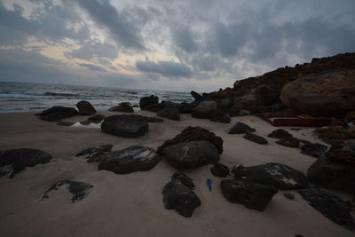 Scenic view of sea against cloudy sky