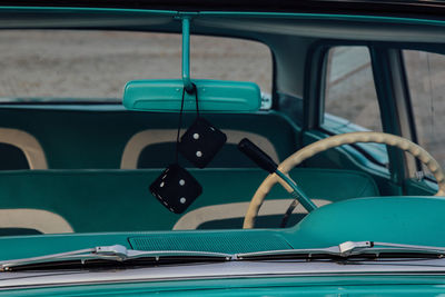 Close-up of seats in car