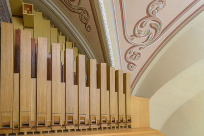 Close-up of staircase in building