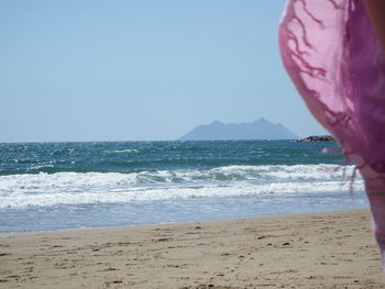 Scenic view of sea against clear sky