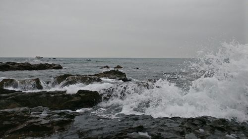 Scenic view of sea against clear sky