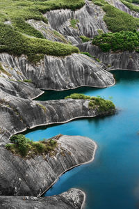 Scenic view of sea and rock formations