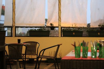 Empty chairs in restaurant