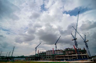 Panoramic view of harbor against sky