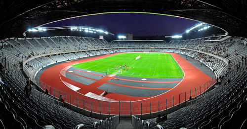 Light trails on soccer field