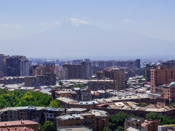 High angle view of cityscape against sky