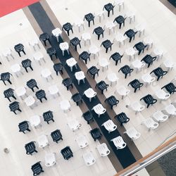 High angle view of toys on table
