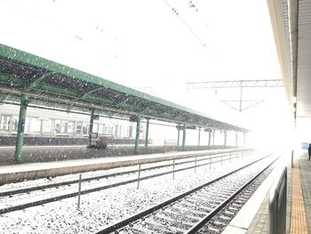 Railroad station platform in winter