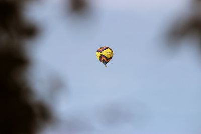 Low angle view of parachuting against clear sky