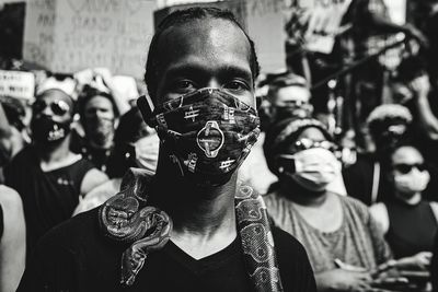 Portrait of man wearing mask