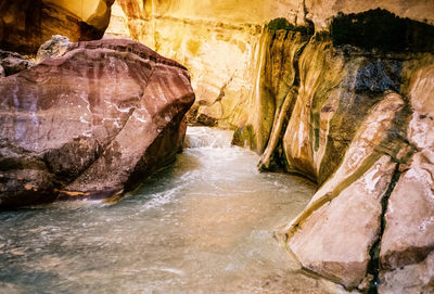 Close-up of rock formation in cave