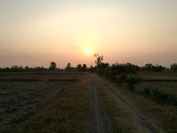 Scenic view of field against sky during sunset